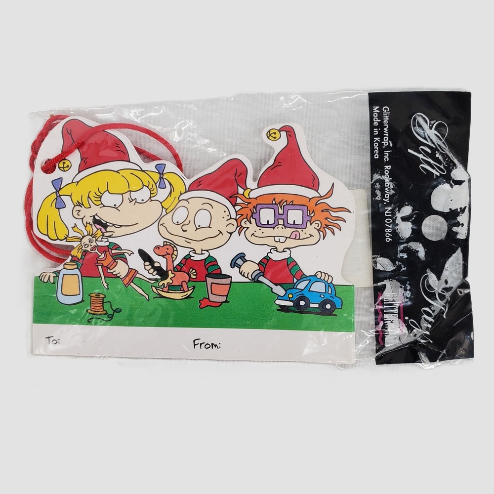 Vintage 1998 Rugrats Christmas Gift Tags‎ 4ct Glitterwrap Nickelodeon Nicktoons